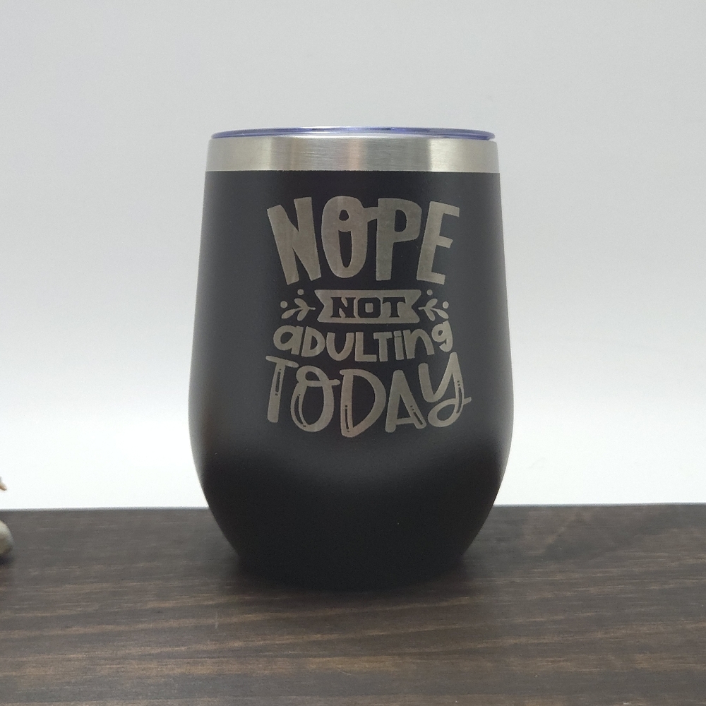 NWOT Black Insulated Tumbler with Fun Adulting Quote